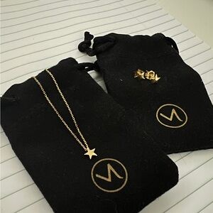 14k gold Star necklace with earrings set - Mejuri (discontinued)